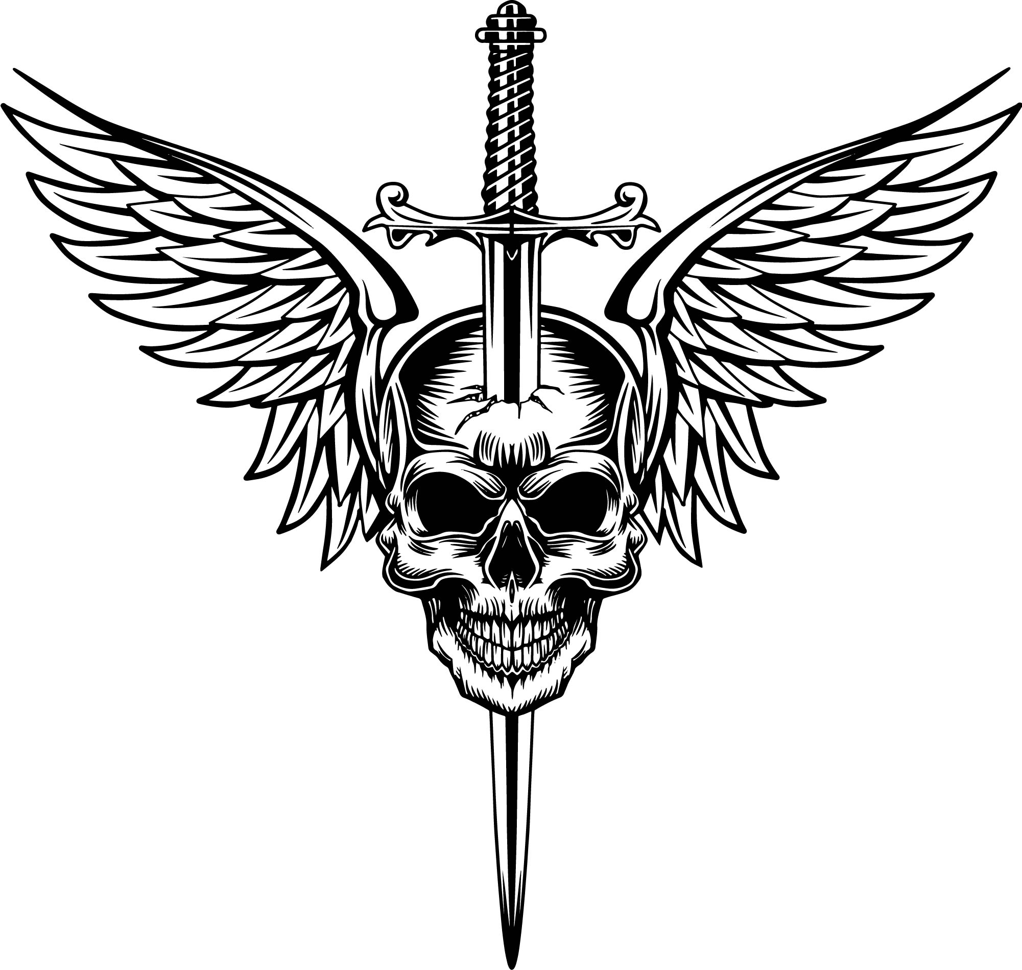 Tattoo People Skull Wings Sword inngz